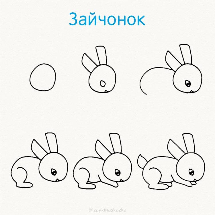 Легкие рисунки зайца