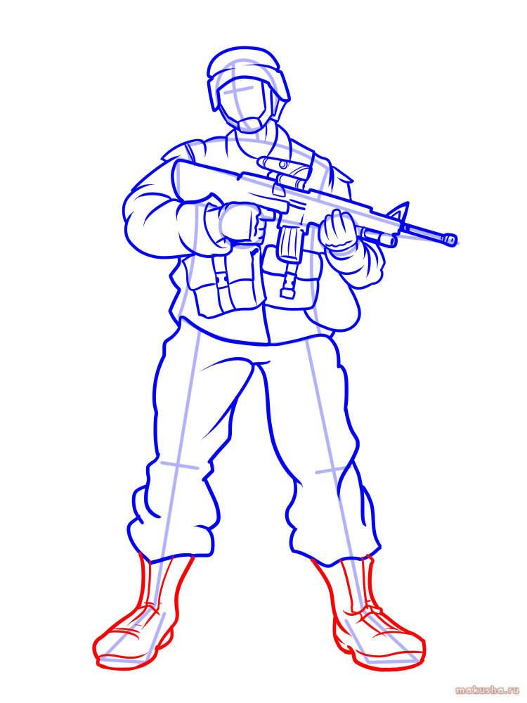 Рисуем солдата поэтапно карандашом