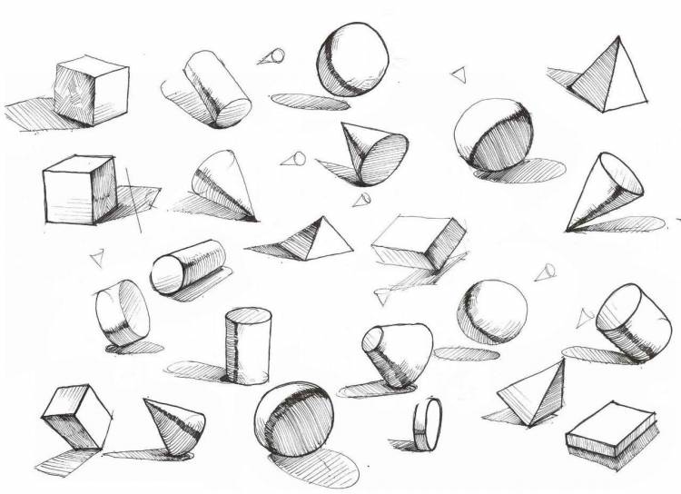 Зарисовки предметов геометрической формы