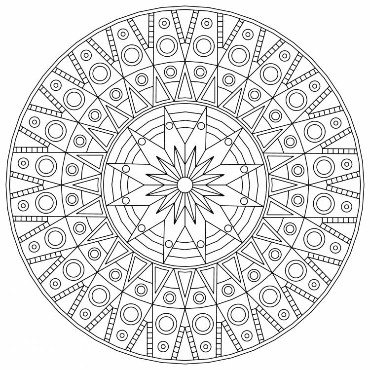 Простой узор геометрия полукруг Раскраски для медитации