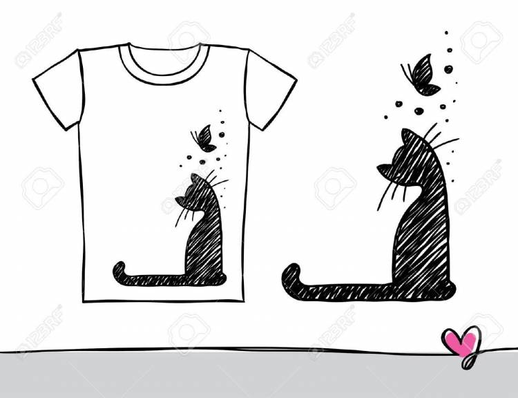 Кошка рисунок для футболки