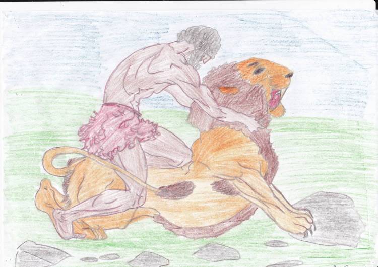 Геракл и немейский лев рисунок