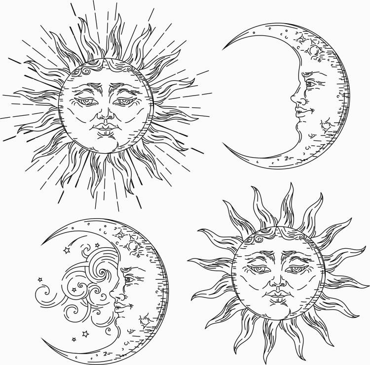Солнце и луна славянский рисунок