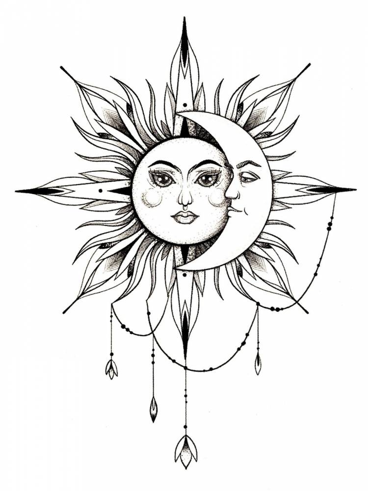 Солнце и луна эскиз