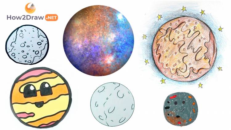 Как нарисовать планету Меркурий красками, карандашами и фломастерами