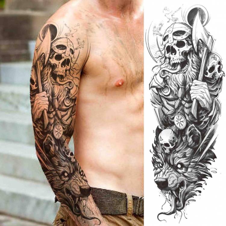 Военные временные татуировки маори для мужчин, взрослые, реалистичные поддельные татуировки льва, самурая, большая наклейка, сексуальные татуировки на всю руку