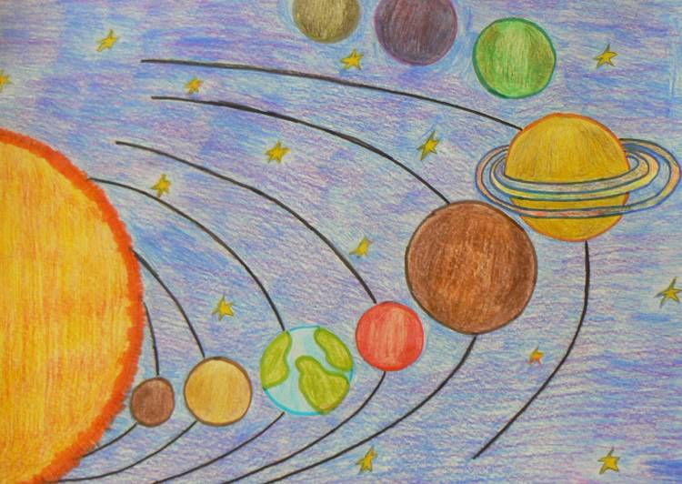 Рисунки на тему солнечная система легкие 