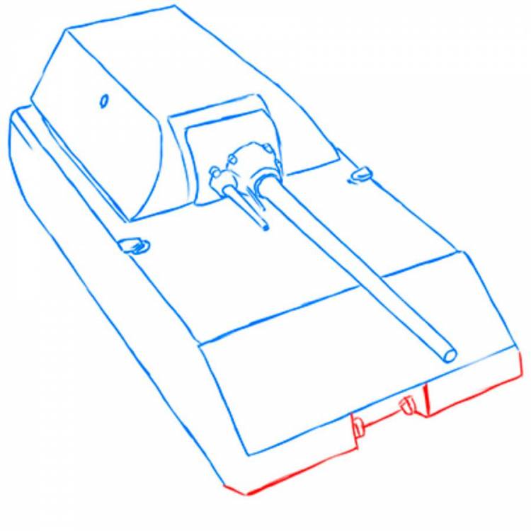 Как нарисовать сверхтяжёлый танк Маус простым карандашом поэтапно