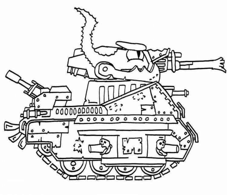 Раскраска детская танк