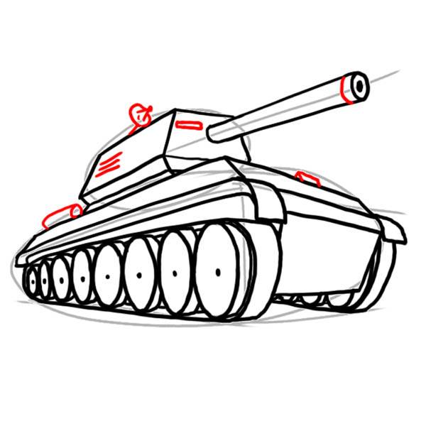 Поэтапная инструкция рисования танка