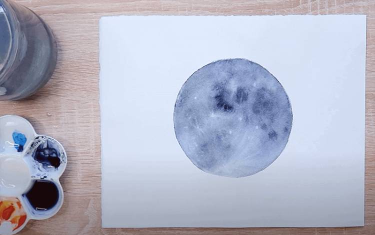 Как нарисовать луну акварелью