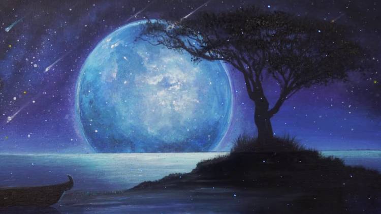 Как рисовать дерево в свете луны