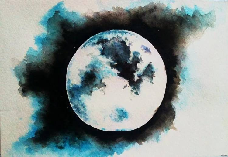 Как нарисовать луну красками