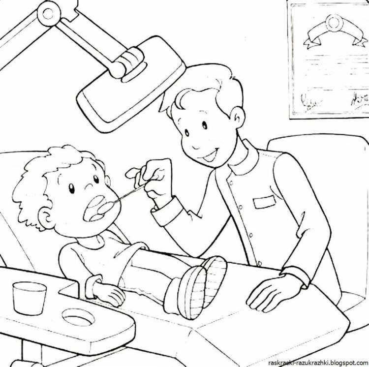 Раскраски Стоматолог для детей 