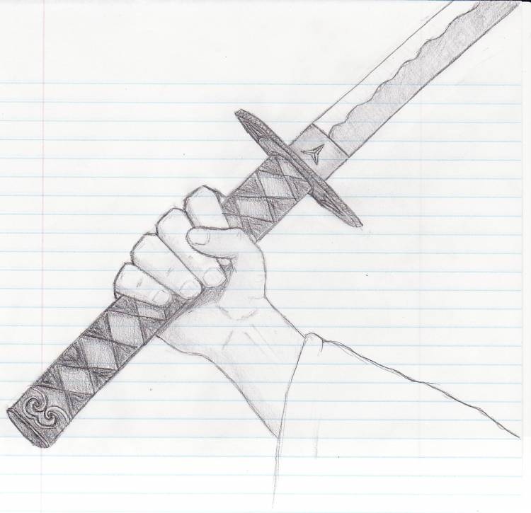 Рука держит меч рисунок