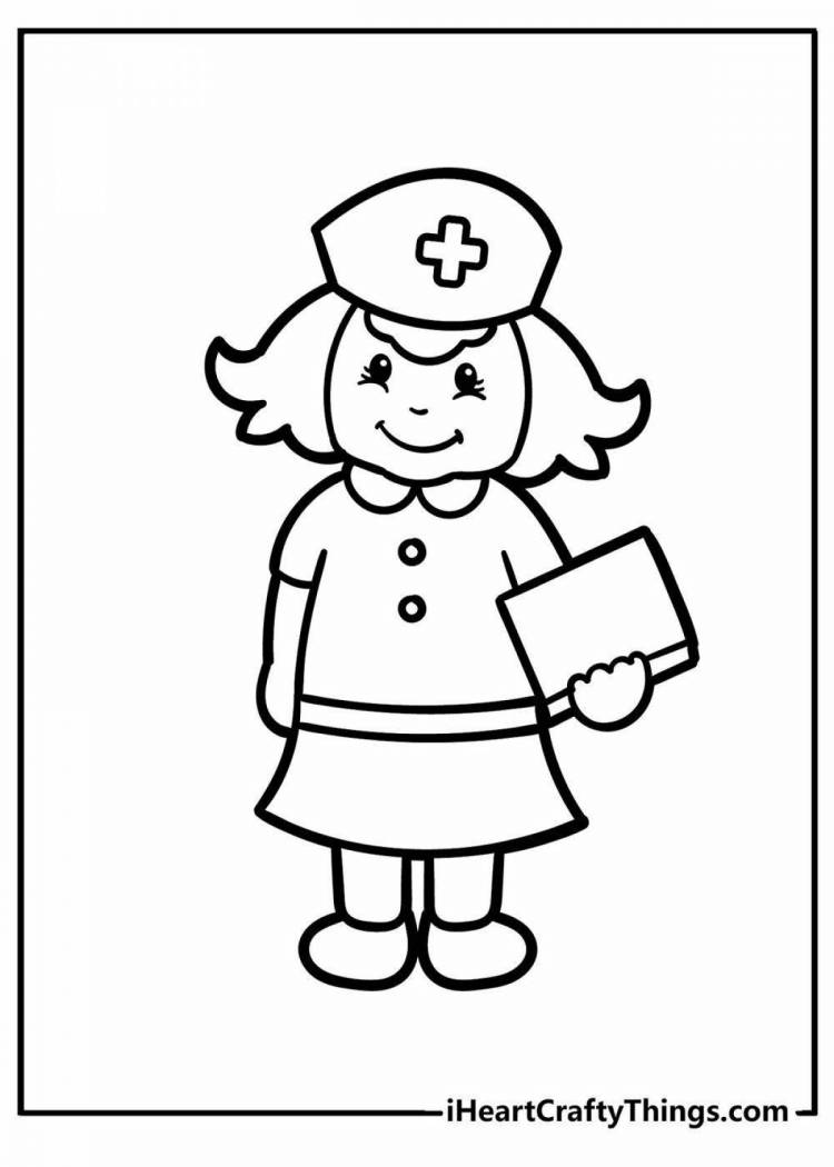 Раскраски Медсестра военная для детей 