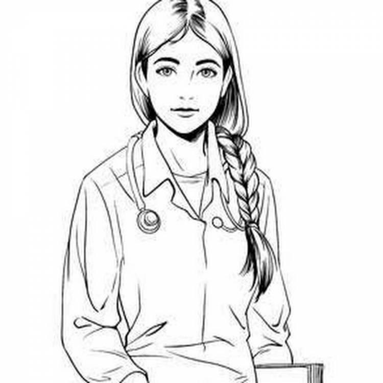 Рисунок медсестры карандашом