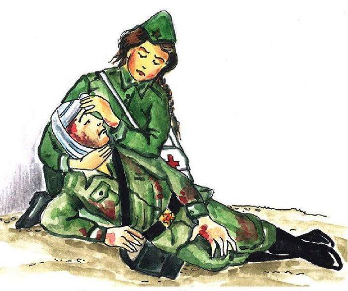 Рисунок медсестры на войне для детей в школу и в детский садик