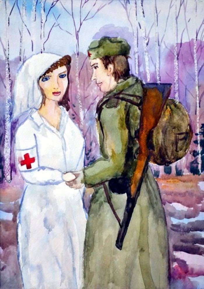 Рисунок медсестры на войне для детей в школу и в детский садик