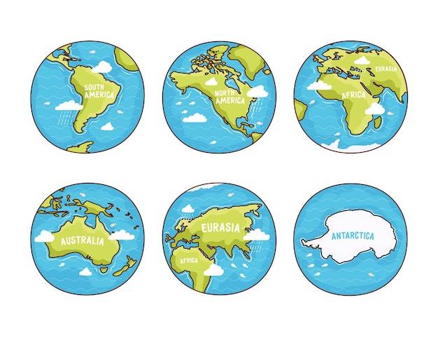 Планета земля континенты африка америка австралия антарктида евразия карта мира глобус