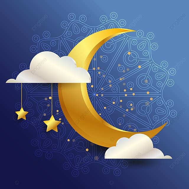 золотые лунные облака и звезды на голубом небе PNG , синий, небо, облако PNG картинки и пнг рисунок для бесплатной загрузки