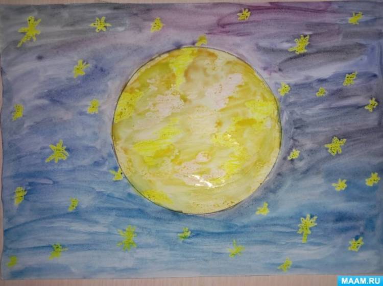 Мастер-класс по нетрадиционному рисованию «Луна на звездном небе» 