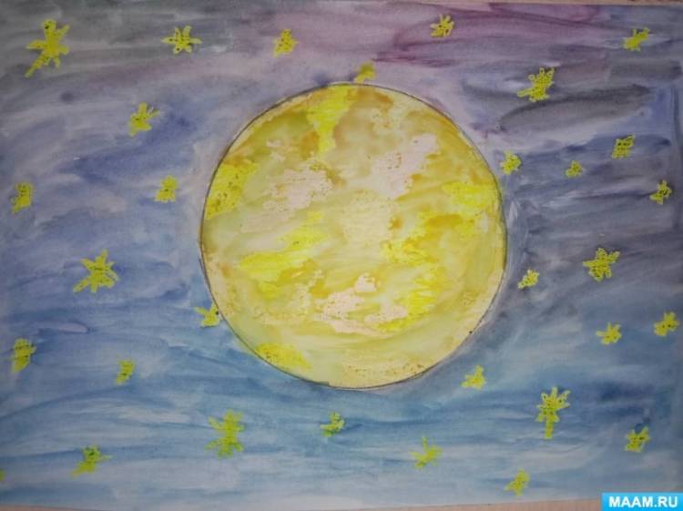 Мастер-класс по нетрадиционному рисованию «Луна на звездном небе» 
