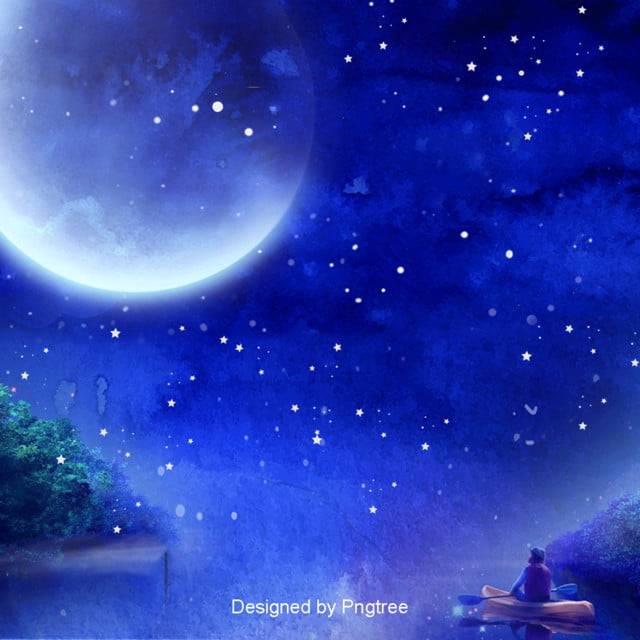 голубая эстетическая луна звезда дизайн фона, лодка, Звезды, Звездное небо фон картинки и Фото для бесплатной загрузки