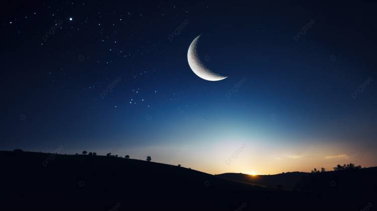 луна и звезды сияют на небе, картинки полумесяца, луна, полумесяц фон картинки и Фото для бесплатной загрузки