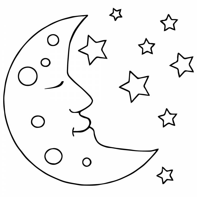 Картинки луна и звезды нарисованные 