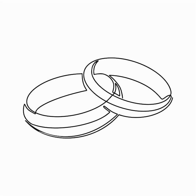 Непрерывный рисунок двух колец черный значок обручальных колец