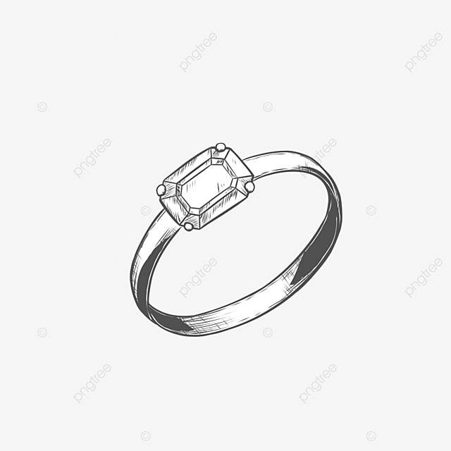 Черно белое обручальное обручальное кольцо с бриллиантом в стиле эскиза PNG , стиль рисования, помолвка, обручальное кольцо PNG картинки и пнг PSD рисунок для бесплатной загрузки