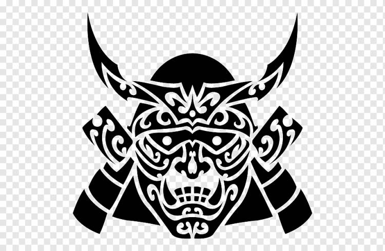 Самурай Японская броня Рисунок трафарет, самурай, логотип, монохромный, вымышленный персонаж png