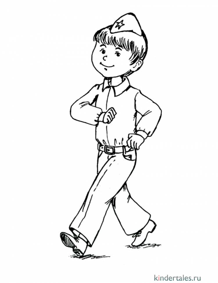 Мальчик в военной форме» раскраска для детей