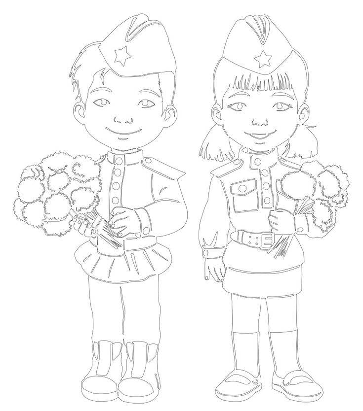 Мальчик и девочка-солдаты