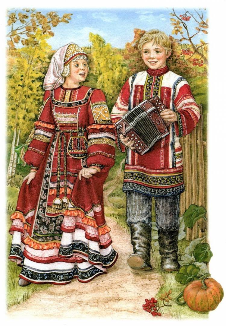 Славянский костюм рисунок