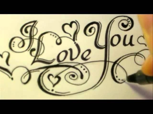 Как красиво написать фразу I Love You карандашом