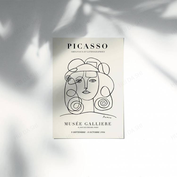 Художественная линия Пикассо-Женская фигурка-цифровая загрузка для печати-выставочный плакат Пабло Пикассо