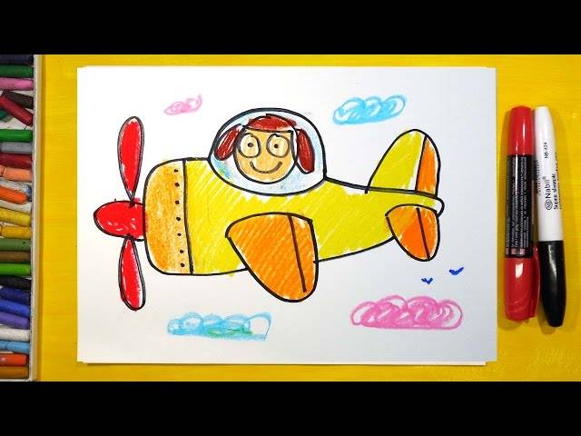 Как нарисовать Самолет, Урок рисования для детей от