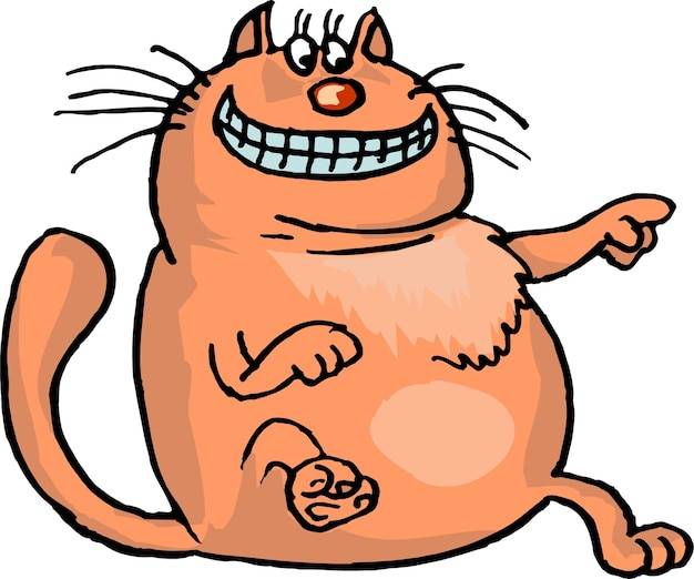 Смешной кот комикс нарисованный от руки персонаж мультфильма о животных векторная иллюстрация
