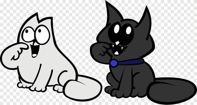Черная кошка Whiskers Dog Scratching post, Саймон смешные рисунки кошек, png