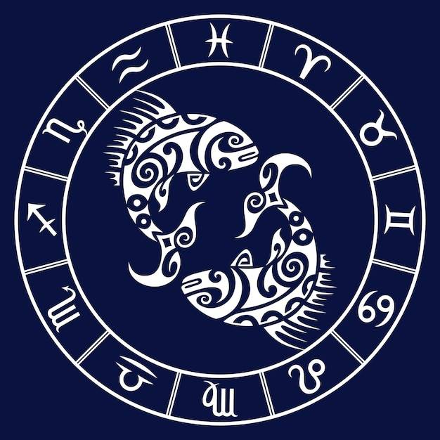 Векторный знак зодиака рыбы гороскоп