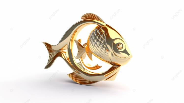 визуализация знака зодиака рыбы в золоте изолированные на белом фоне, астрология, гороскоп фон, Гороскоп фон картинки и Фото для бесплатной загрузки