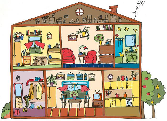 Иллюстрация Дом в разрезе в стиле детский