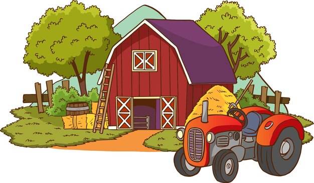 Фермерский дом мультфильм цветной клипарт illustration