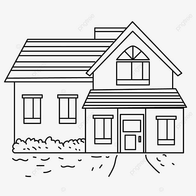 рисунок Дом коттедж Lineart дом черно белый клипарт PNG , рисунок дома, рисунок губ, черно белый рисунок PNG картинки и пнг рисунок для бесплатной загрузки