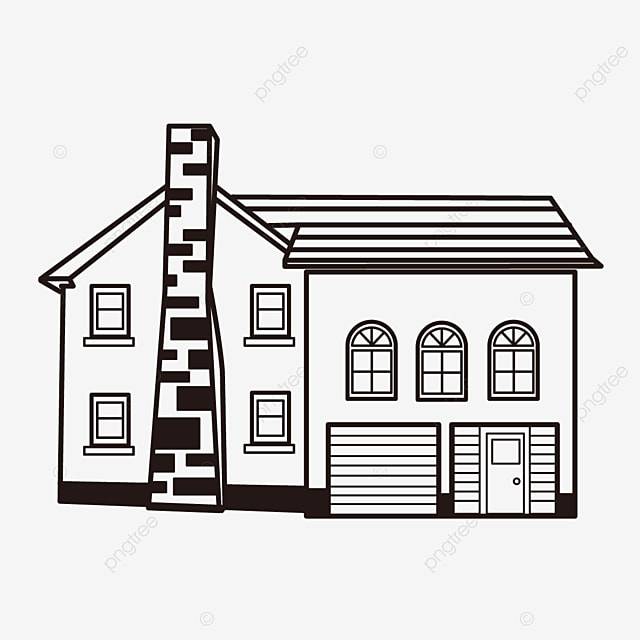 Большой дымоход гараж двухэтажный вилла дом дом черно белый клипарт PNG , Дом черный и белый клипарт, дома, жилой дом PNG картинки и пнг рисунок для бесплатной загрузки