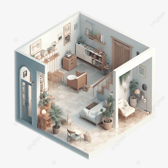 комната модель строительный дом PNG , стереоскопический, Сцены, зелень PNG рисунок для бесплатной загрузки