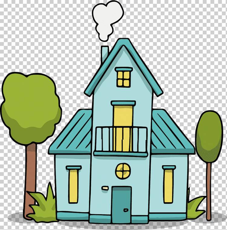 Дом Рисунок Евклидова, Голубой зеленый дом, синий, зеленый Вектор, вымышленный персонаж png