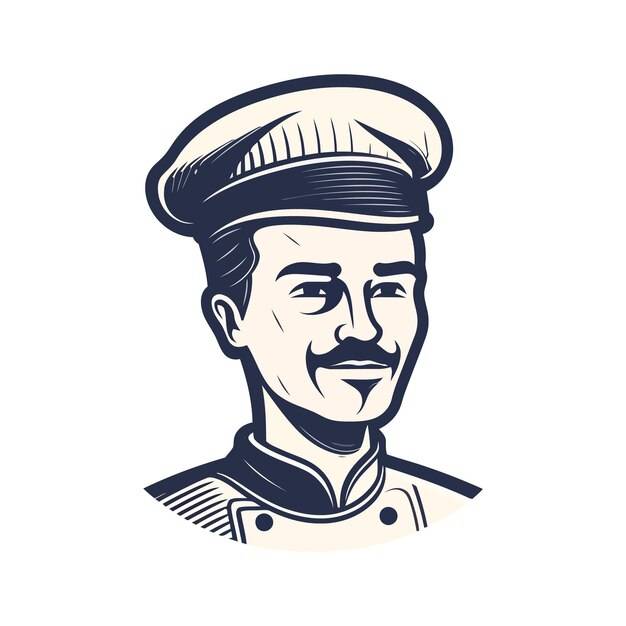 Дизайн логотипа шеф-повара абстрактный рисунок значок логотипа шеф-повара или пекаря симпатичная векторная иллюстрация